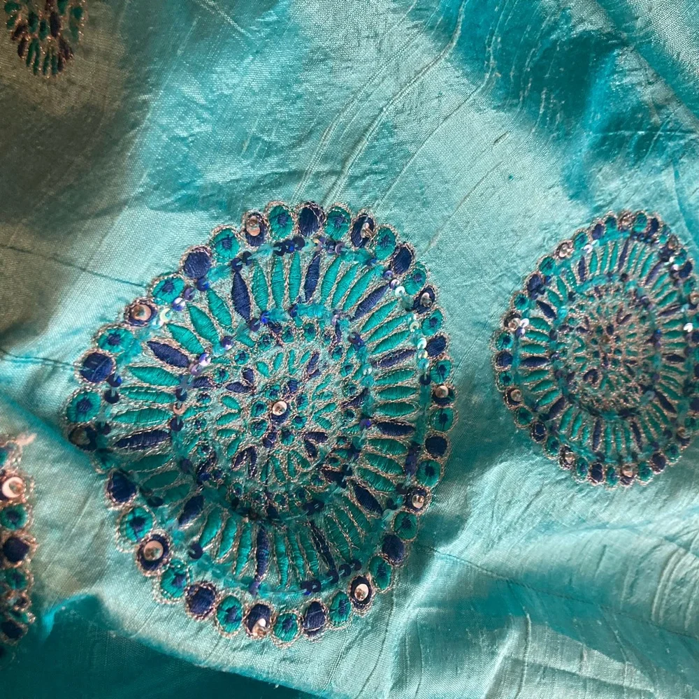 Soft Surroundings Turquoise Embroidered Maxi Skirt - Picture 9 of 10